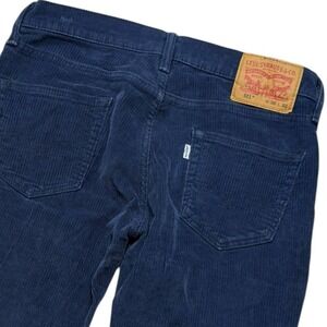 Levi's 511 Corduroy Pants Men's 30x32 Navy Blue Straight Leg Slim Fit White Tab